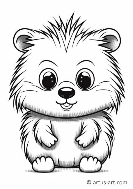 Cute Porcupine Coloring Page For Kids